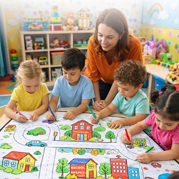 Trafik Temalı Boyama Oyun Matı 150x100 cm