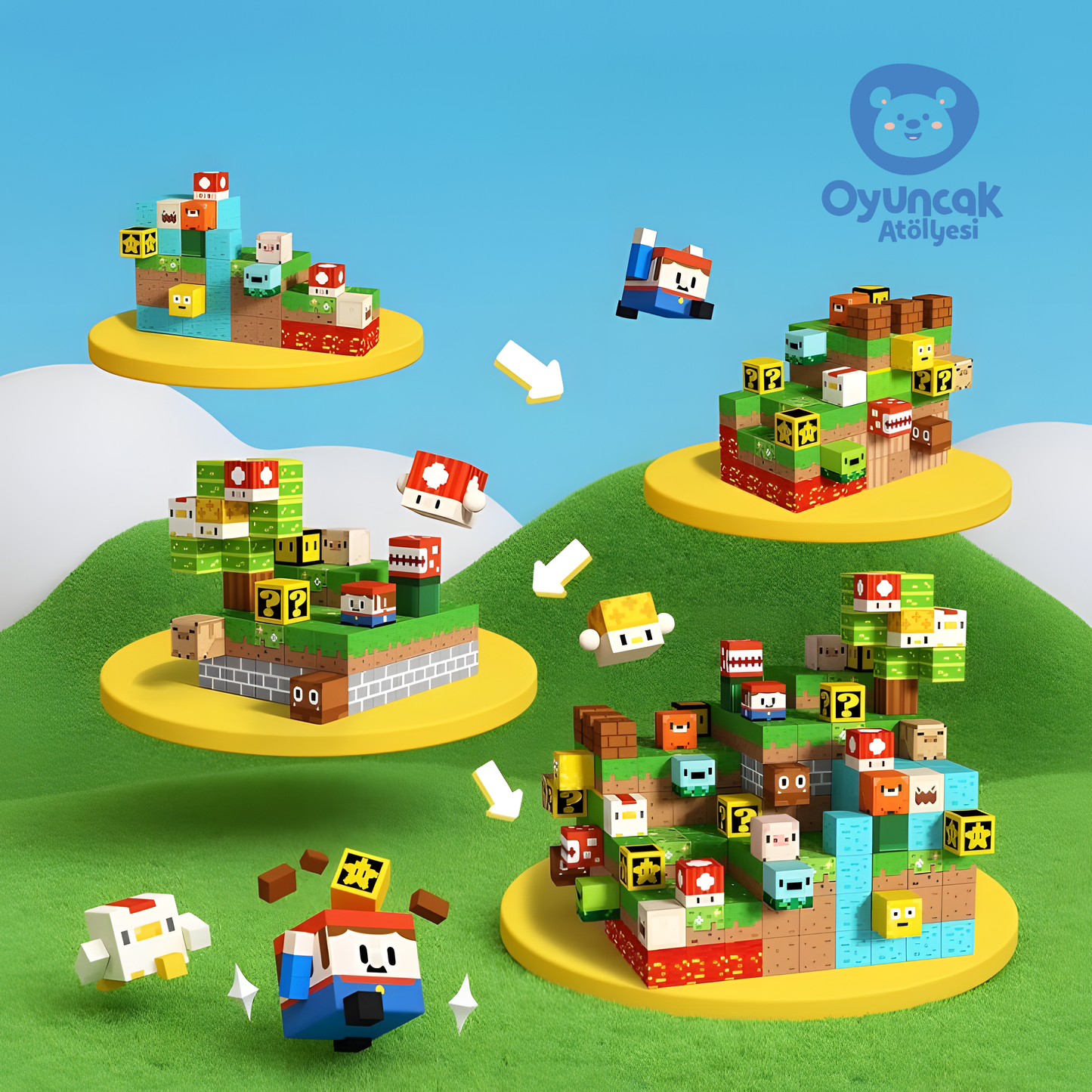 Super Mario - 150 Parça - Manyetik Bloklar