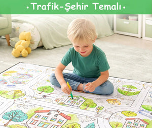 Trafik Temalı Boyama Oyun Matı 150x100 cm